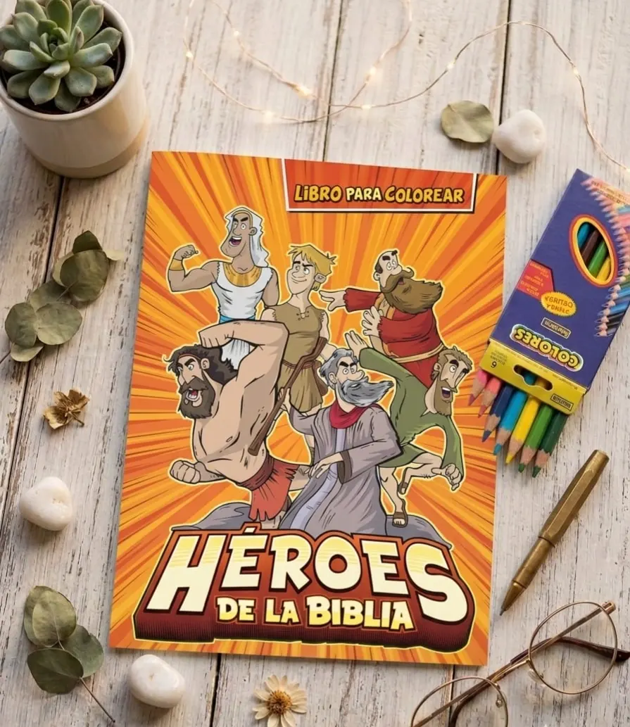 Kit cuaderno Heroes para colorear+ 6 lapices
